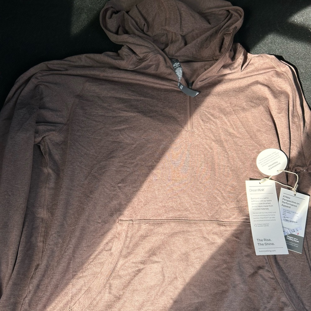 Vuori Ponto Performance Half Zip Hoodie Fossil Heather New Large L